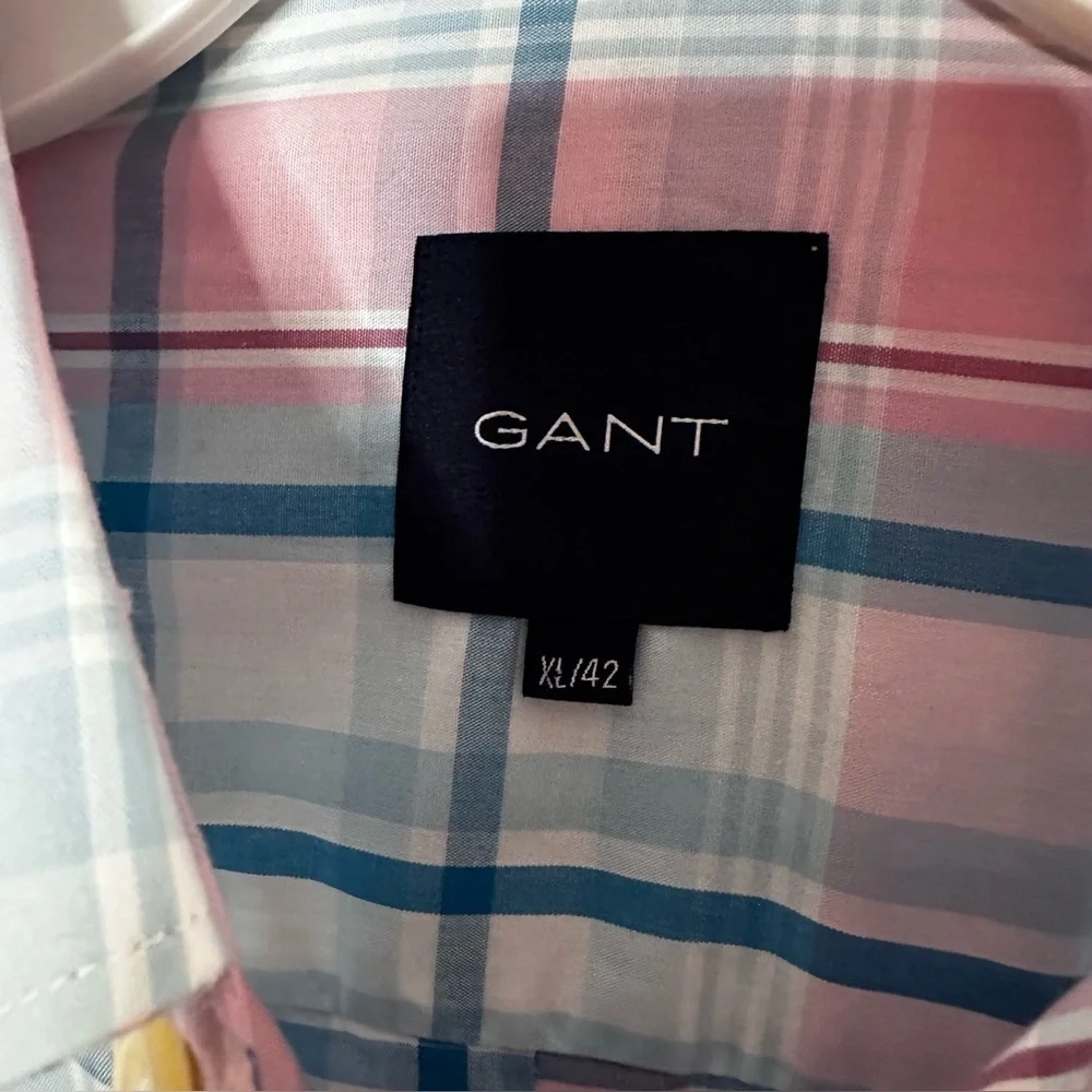 GANT Men’s L/S Button Down Shirt, Cotton, Size XL / 42, Pink & Blue Plaid - Picture 3 of 7
